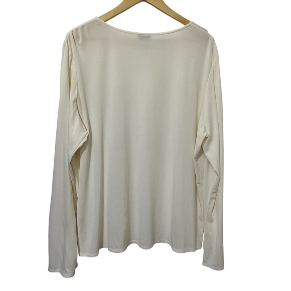 Eileen Fisher Women Silk Round Neck Long Sleeve Top Size 2X White Capsule Career - Picture 2 of 6